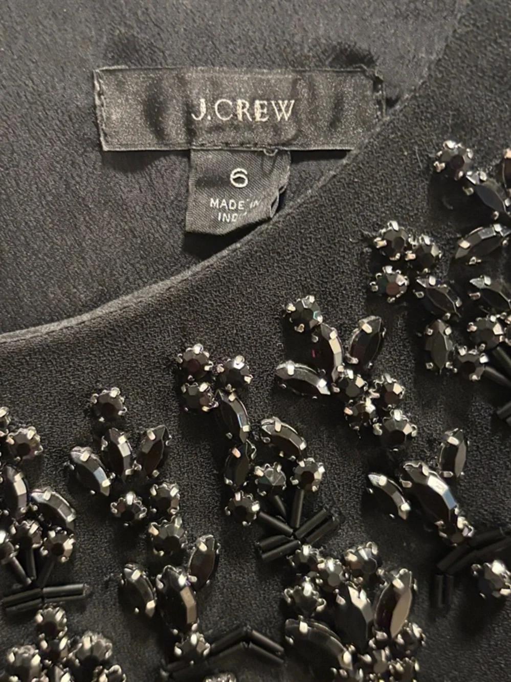 J. Crew Black Beaded Long-Sleeve Shift Dress